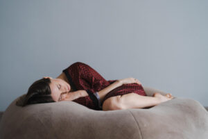 woman comfortably resting