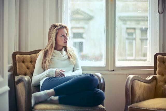 woman peaceful moment
